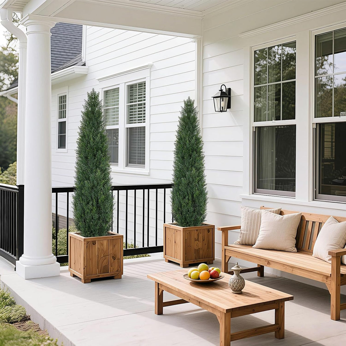 6FT Artificial Cedar Topiary Trees for Outdoors UV Resistant Set of 2