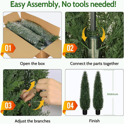 6FT Artificial Cedar Topiary Trees for Outdoors UV Resistant Set of 2