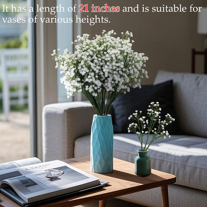 10PCS 21-inch Sturdy Artificial Baby’s Breath Flowers - Non-Shedding Design for Wedding/Home Decor, Realistic Faux Gypsophila with Reinforced Stem Base