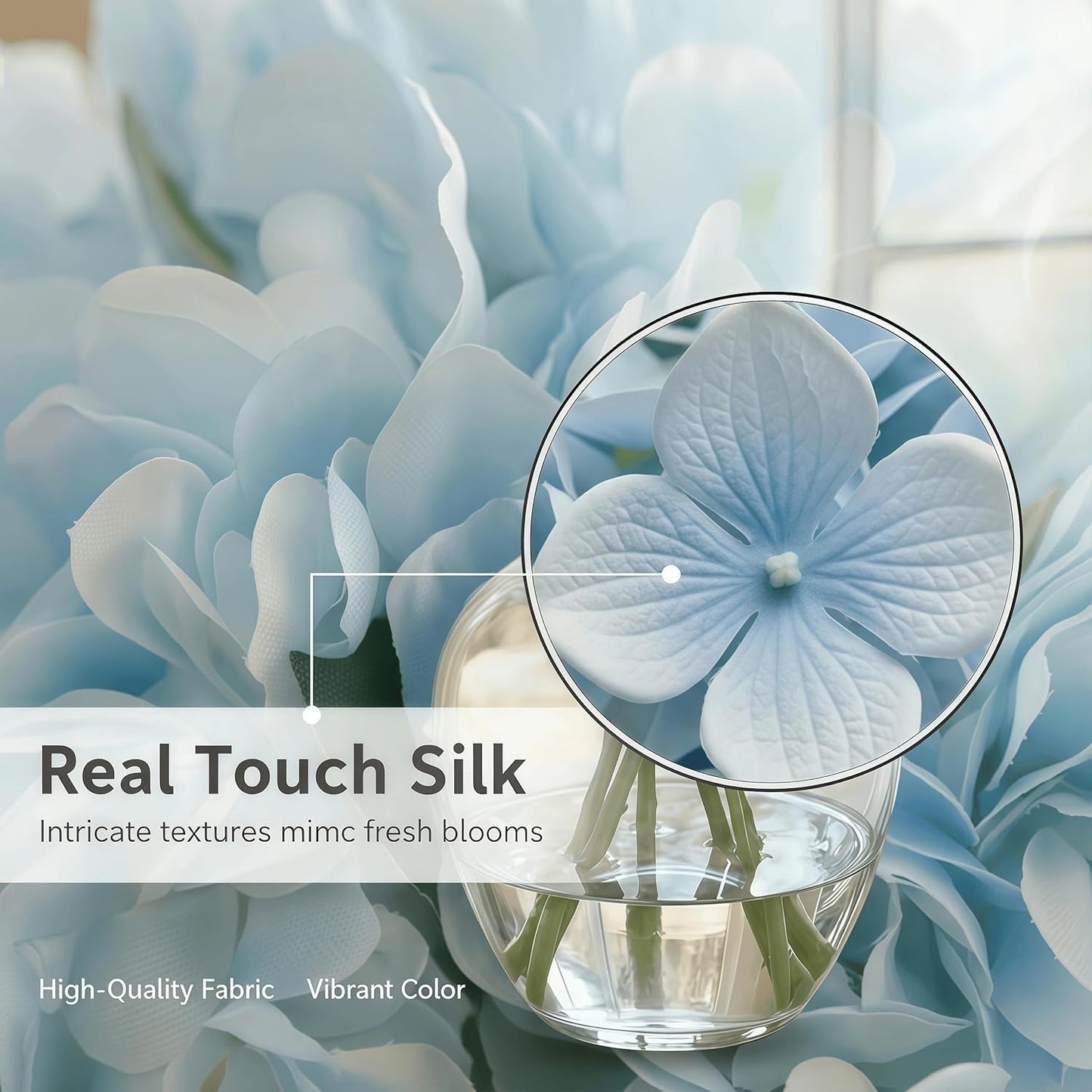 Artificial Flower Hydrangea Fake Hydrangea, Used in The Center of The Family Bathroom Desk Shelf or Wedding Bouquet Decoration, Contains 6 White Branches