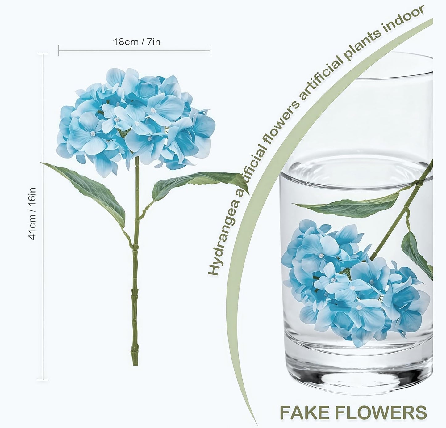 Artificial Flower Hydrangea Fake Hydrangea, Used in The Center of The Family Bathroom Desk Shelf or Wedding Bouquet Decoration, Contains 6 White Branches