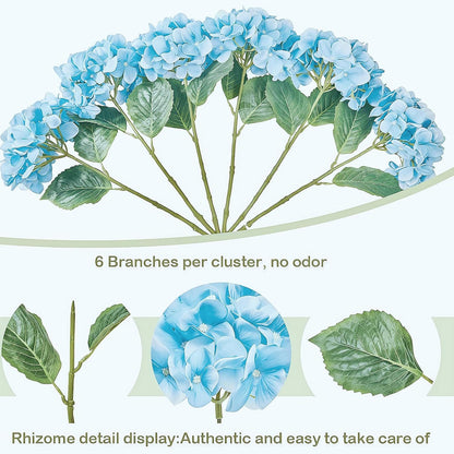 Artificial Flower Hydrangea Fake Hydrangea, Used in The Center of The Family Bathroom Desk Shelf or Wedding Bouquet Decoration, Contains 6 White Branches