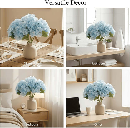 Artificial Flower Hydrangea Fake Hydrangea, Used in The Center of The Family Bathroom Desk Shelf or Wedding Bouquet Decoration, Contains 6 White Branches