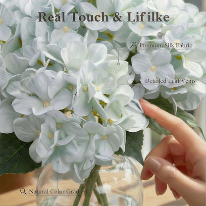 Artificial Flower Hydrangea Fake Hydrangea, Used in The Center of The Family Bathroom Desk Shelf or Wedding Bouquet Decoration, Contains 6 White Branches
