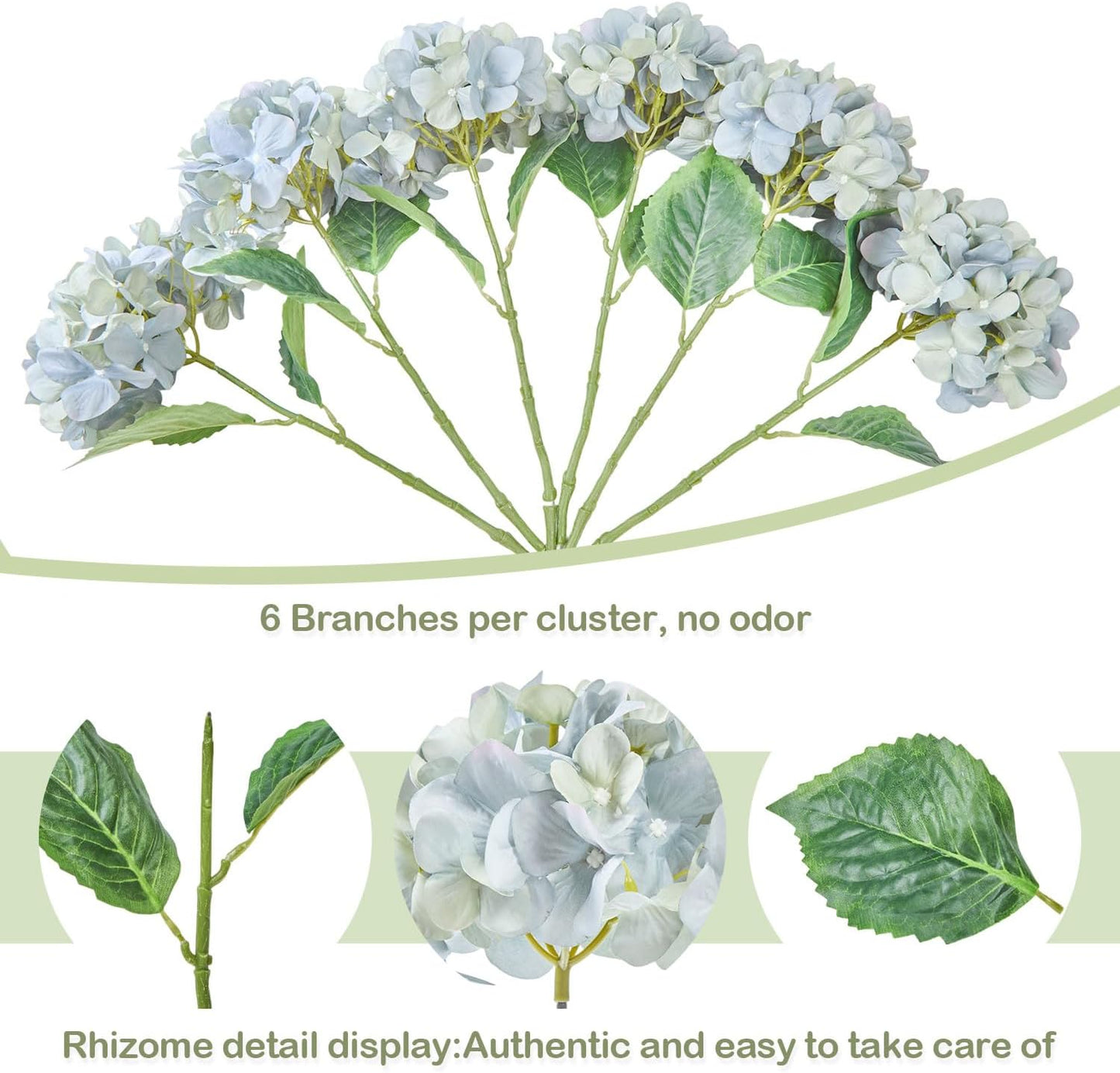 Artificial Flower Hydrangea Fake Hydrangea, Used in The Center of The Family Bathroom Desk Shelf or Wedding Bouquet Decoration, Contains 6 White Branches