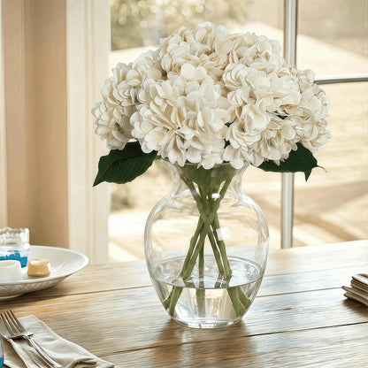 Artificial Flower Hydrangea Fake Hydrangea, Used in The Center of The Family Bathroom Desk Shelf or Wedding Bouquet Decoration, Contains 6 White Branches