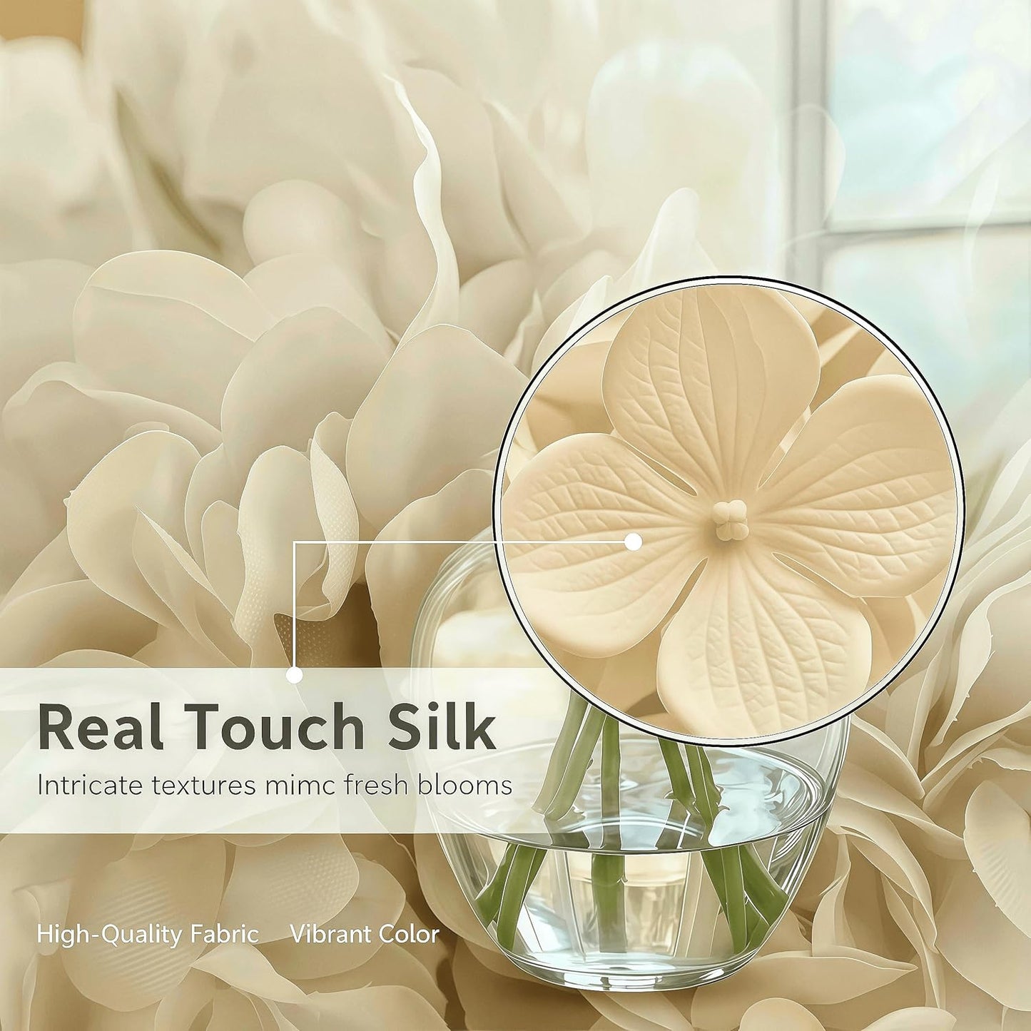 Artificial Flower Hydrangea Fake Hydrangea, Used in The Center of The Family Bathroom Desk Shelf or Wedding Bouquet Decoration, Contains 6 White Branches