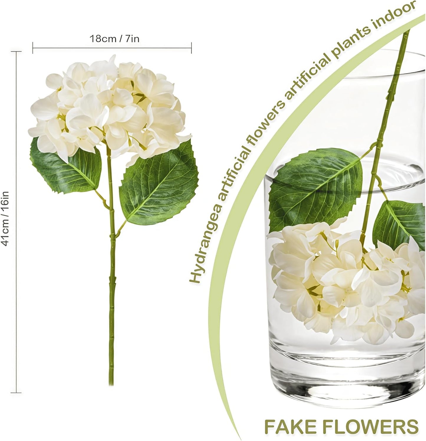 Artificial Flower Hydrangea Fake Hydrangea, Used in The Center of The Family Bathroom Desk Shelf or Wedding Bouquet Decoration, Contains 6 White Branches