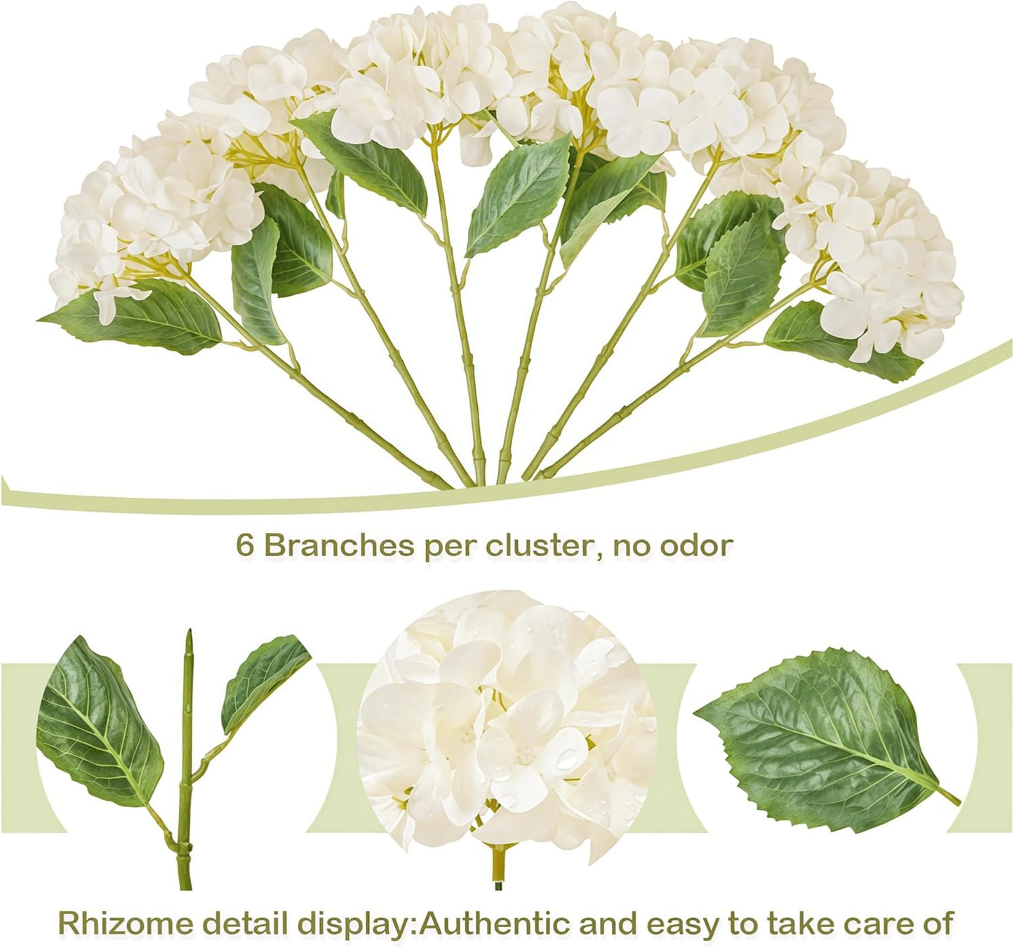 Artificial Flower Hydrangea Fake Hydrangea, Used in The Center of The Family Bathroom Desk Shelf or Wedding Bouquet Decoration, Contains 6 White Branches