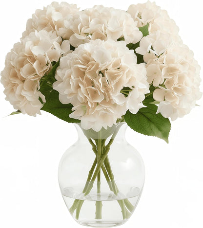 Artificial Flower Hydrangea Fake Hydrangea, Used in The Center of The Family Bathroom Desk Shelf or Wedding Bouquet Decoration, Contains 6 White Branches