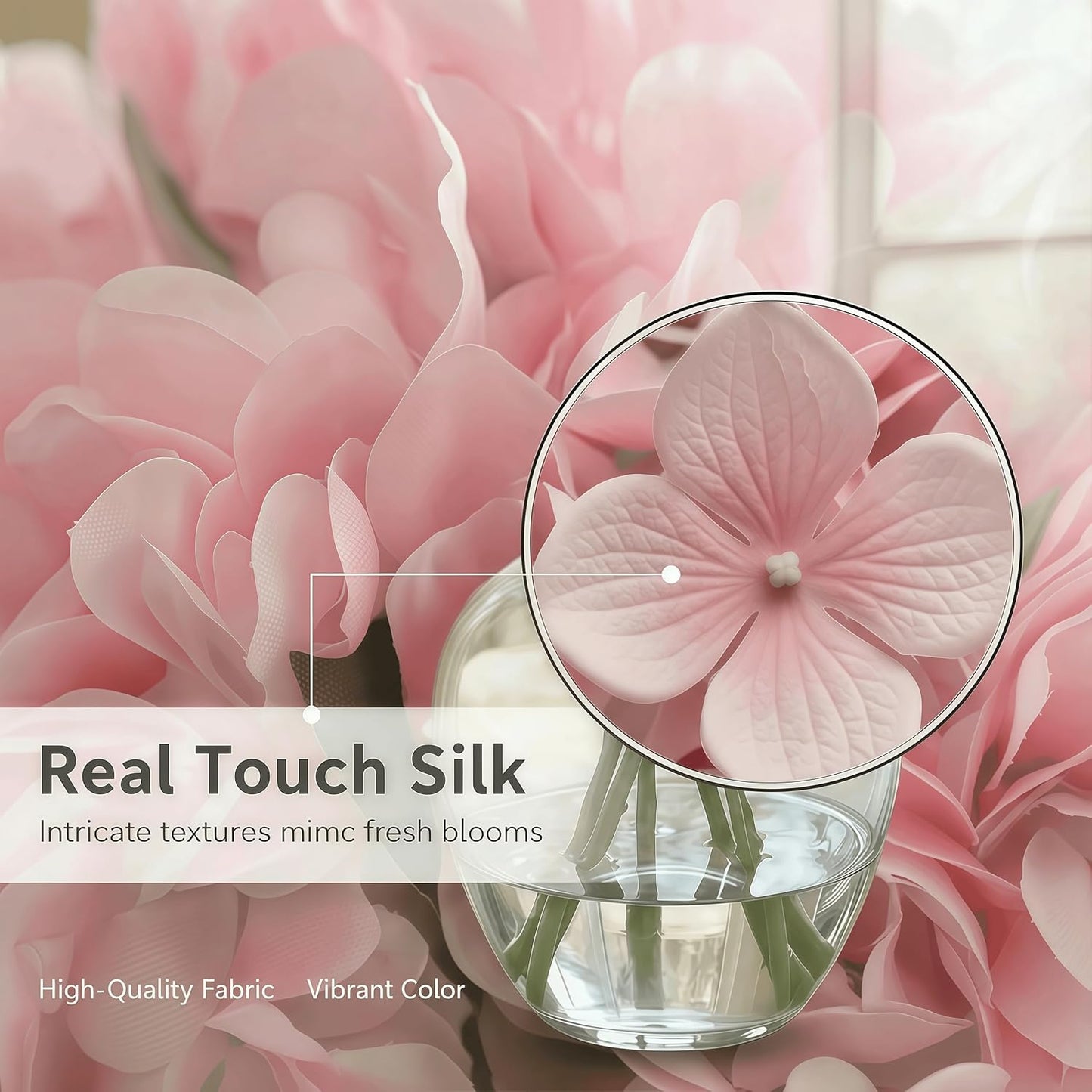 Artificial Flower Hydrangea Fake Hydrangea, Used in The Center of The Family Bathroom Desk Shelf or Wedding Bouquet Decoration, Contains 6 White Branches