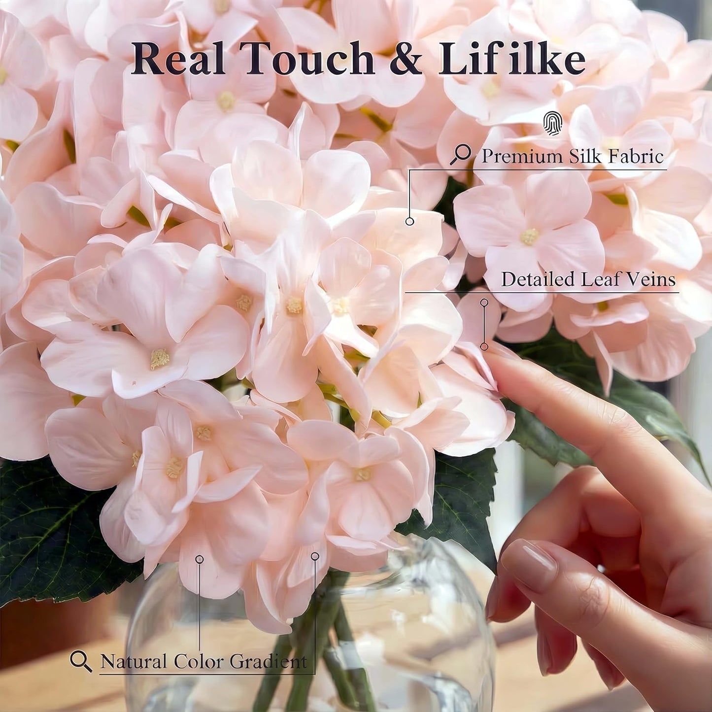 Artificial Flower Hydrangea Fake Hydrangea, Used in The Center of The Family Bathroom Desk Shelf or Wedding Bouquet Decoration, Contains 6 White Branches
