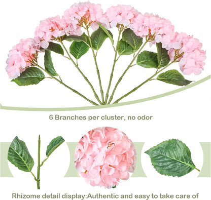 Artificial Flower Hydrangea Fake Hydrangea, Used in The Center of The Family Bathroom Desk Shelf or Wedding Bouquet Decoration, Contains 6 White Branches
