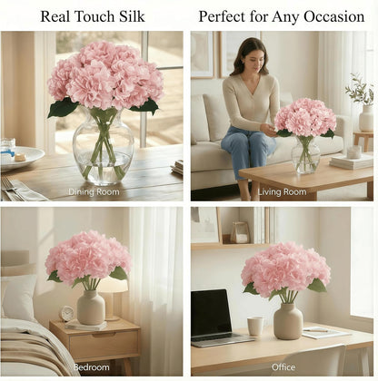 Artificial Flower Hydrangea Fake Hydrangea, Used in The Center of The Family Bathroom Desk Shelf or Wedding Bouquet Decoration, Contains 6 White Branches