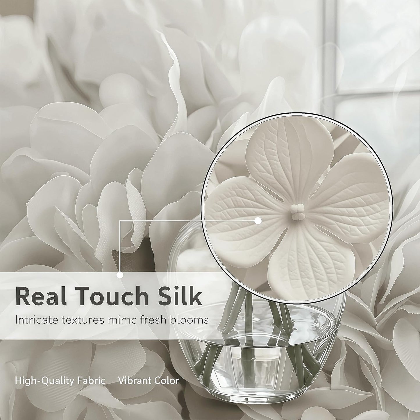 Artificial Flower Hydrangea Fake Hydrangea, Used in The Center of The Family Bathroom Desk Shelf or Wedding Bouquet Decoration, Contains 6 White Branches