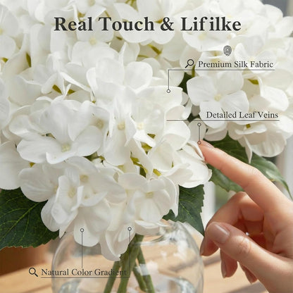Artificial Flower Hydrangea Fake Hydrangea, Used in The Center of The Family Bathroom Desk Shelf or Wedding Bouquet Decoration, Contains 6 White Branches