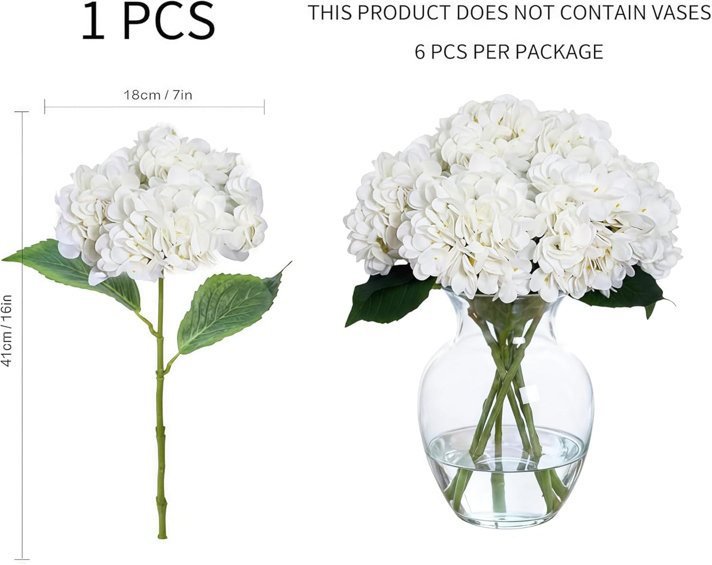 Artificial Flower Hydrangea Fake Hydrangea, Used in The Center of The Family Bathroom Desk Shelf or Wedding Bouquet Decoration, Contains 6 White Branches
