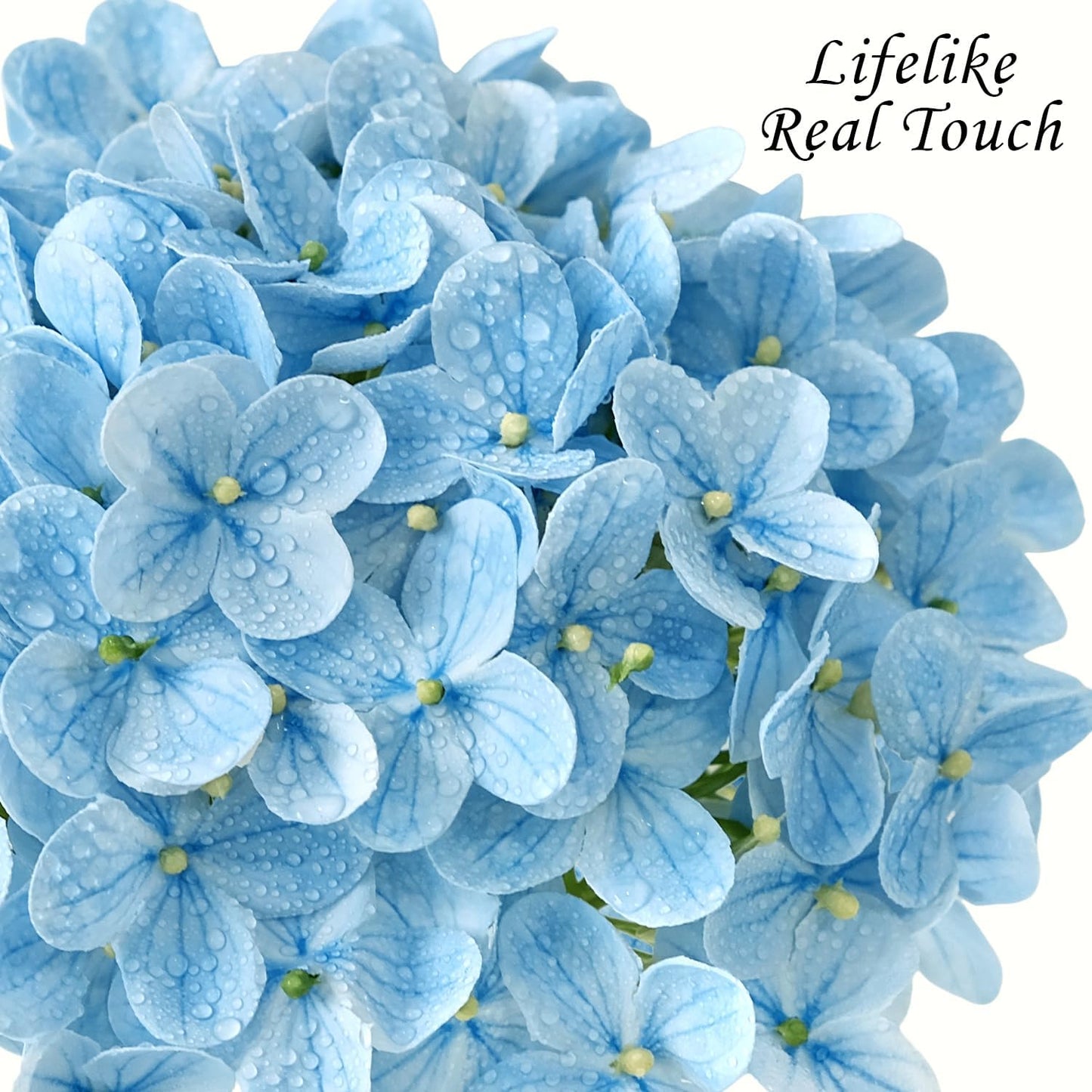 JINWOE Light Blue Hydrangea Artificial Flowers,4Pcs 20" Real Touch Lifelike Silk Artificial Hydrangeas, Full Fake Flowers for Bouquet Table Centerpieces Spring Wedding Indoor Home