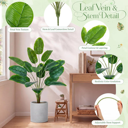 10 Pack Artificial Monstera Plants Outdoor, 29.5 Inch Large Faux Tropical Leaves UV Resistant Greenery Stems Bushes for Indoor Home Office Luau Wedding Party Decor