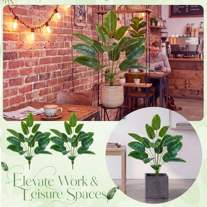 10 Pack Artificial Monstera Plants Outdoor, 29.5 Inch Large Faux Tropical Leaves UV Resistant Greenery Stems Bushes for Indoor Home Office Luau Wedding Party Decor