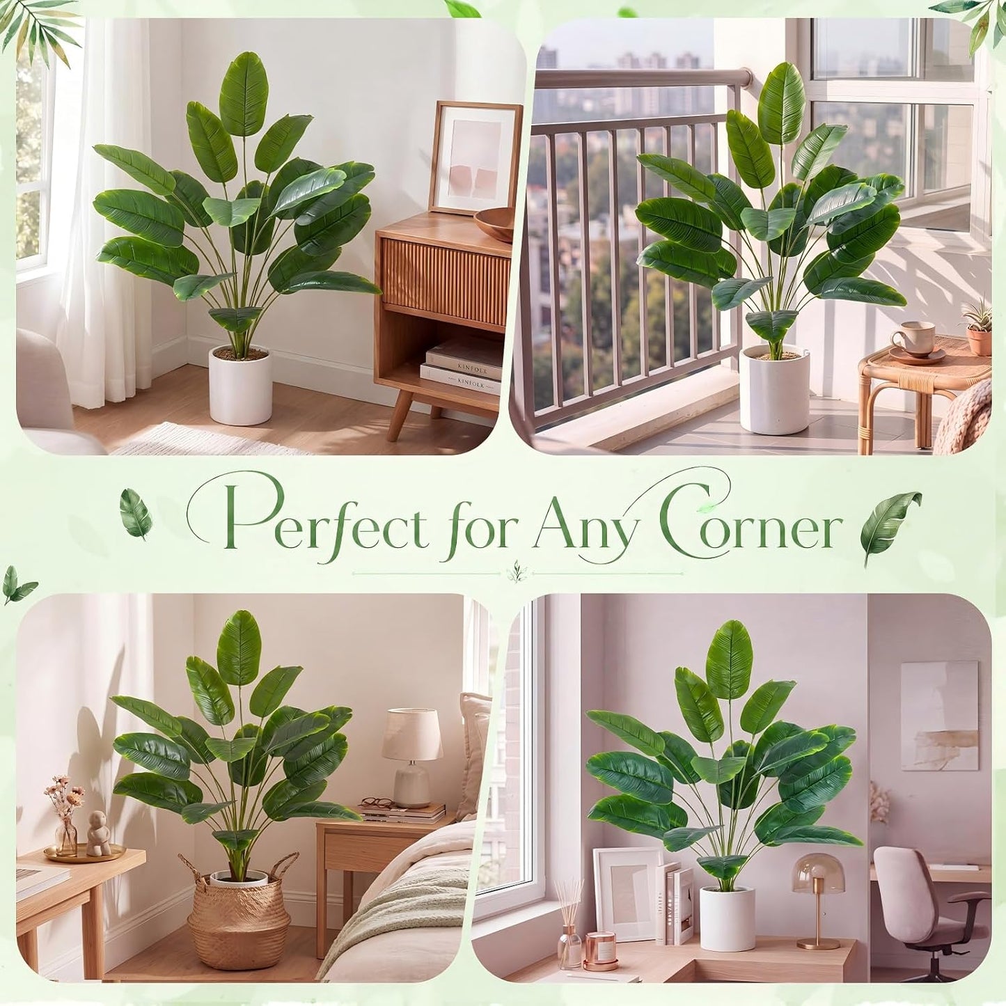 10 Pack Artificial Monstera Plants Outdoor, 29.5 Inch Large Faux Tropical Leaves UV Resistant Greenery Stems Bushes for Indoor Home Office Luau Wedding Party Decor