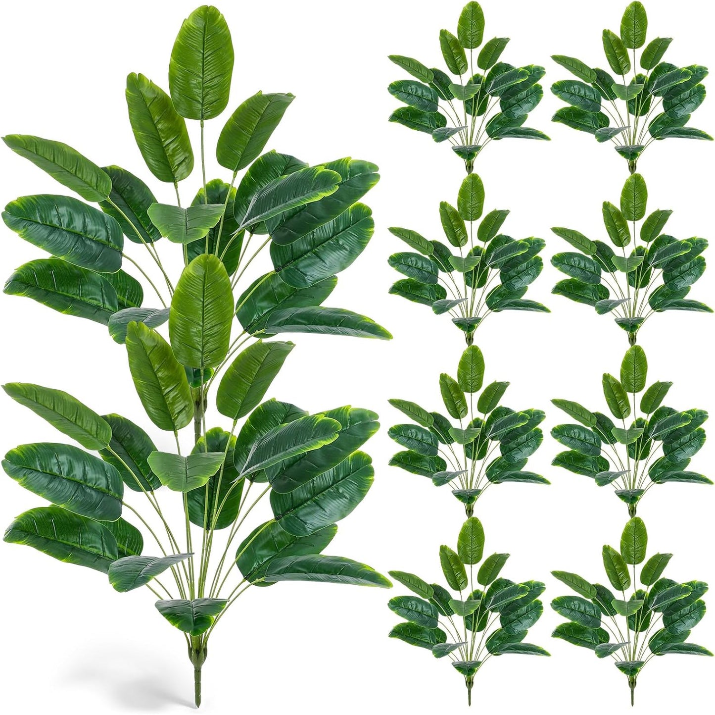10 Pack Artificial Monstera Plants Outdoor, 29.5 Inch Large Faux Tropical Leaves UV Resistant Greenery Stems Bushes for Indoor Home Office Luau Wedding Party Decor