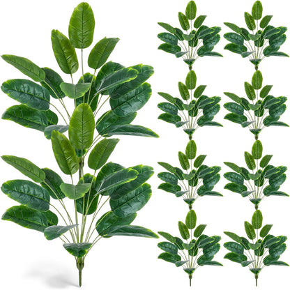 10 Pack Artificial Monstera Plants Outdoor, 29.5 Inch Large Faux Tropical Leaves UV Resistant Greenery Stems Bushes for Indoor Home Office Luau Wedding Party Decor