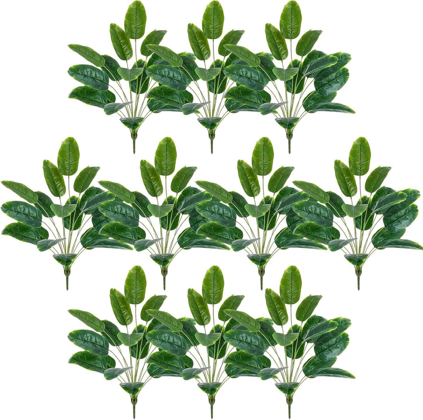 10 Pack Artificial Monstera Plants Outdoor, 29.5 Inch Large Faux Tropical Leaves UV Resistant Greenery Stems Bushes for Indoor Home Office Luau Wedding Party Decor