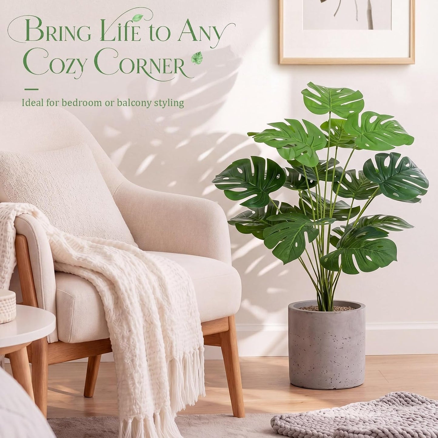 10 Pack Artificial Monstera Plants Outdoor, 29.5 Inch Large Faux Tropical Leaves UV Resistant Greenery Stems Bushes for Indoor Home Office Luau Wedding Party Decor