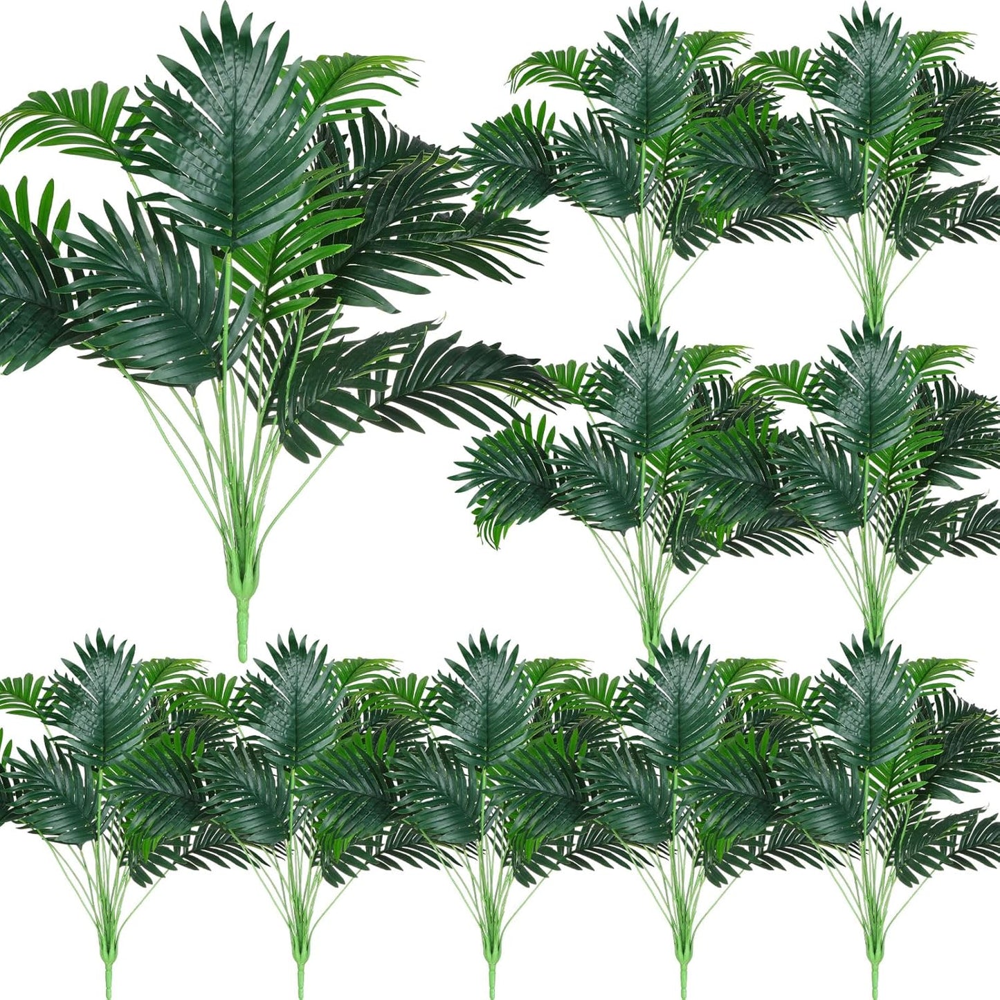 10 Pack Artificial Monstera Plants Outdoor, 29.5 Inch Large Faux Tropical Leaves UV Resistant Greenery Stems Bushes for Indoor Home Office Luau Wedding Party Decor