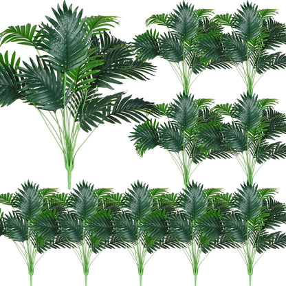10 Pack Artificial Monstera Plants Outdoor, 29.5 Inch Large Faux Tropical Leaves UV Resistant Greenery Stems Bushes for Indoor Home Office Luau Wedding Party Decor