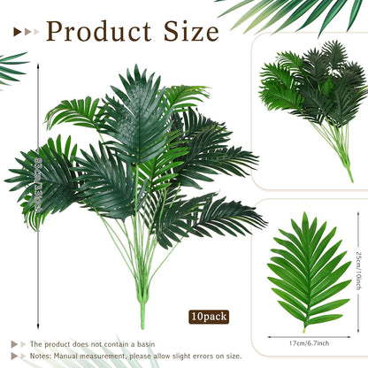 10 Pack Artificial Monstera Plants Outdoor, 29.5 Inch Large Faux Tropical Leaves UV Resistant Greenery Stems Bushes for Indoor Home Office Luau Wedding Party Decor