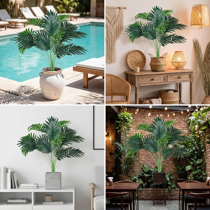10 Pack Artificial Monstera Plants Outdoor, 29.5 Inch Large Faux Tropical Leaves UV Resistant Greenery Stems Bushes for Indoor Home Office Luau Wedding Party Decor