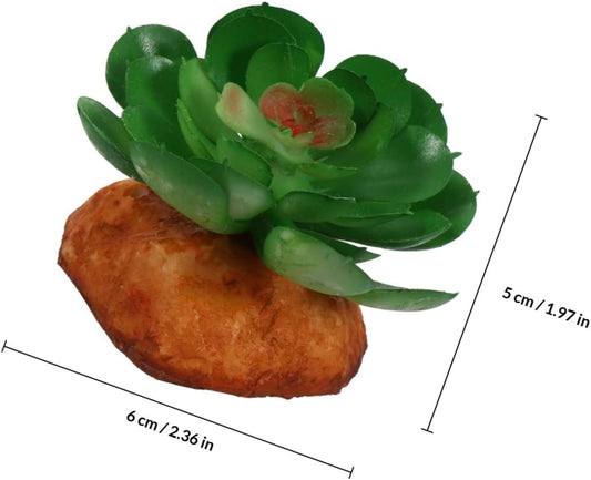 2 Pcs Emulation Plant Succulent Ornament Set, Artificial Landscape Plants for Reptile Tank Decoration, Micro Landscape Habitat Decor for Terrarium Use