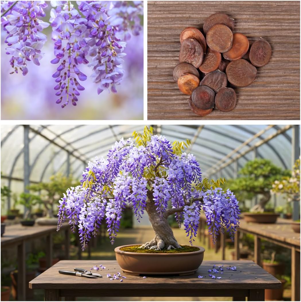 Weeping Wisteria Bonsai Tree Seeds for Planting – 10 Seeds | Cascading Purple Blooms | Outdoor Flowering Bonsai | Fast-Growing Vine Tree for Pots, Patios & Gardens