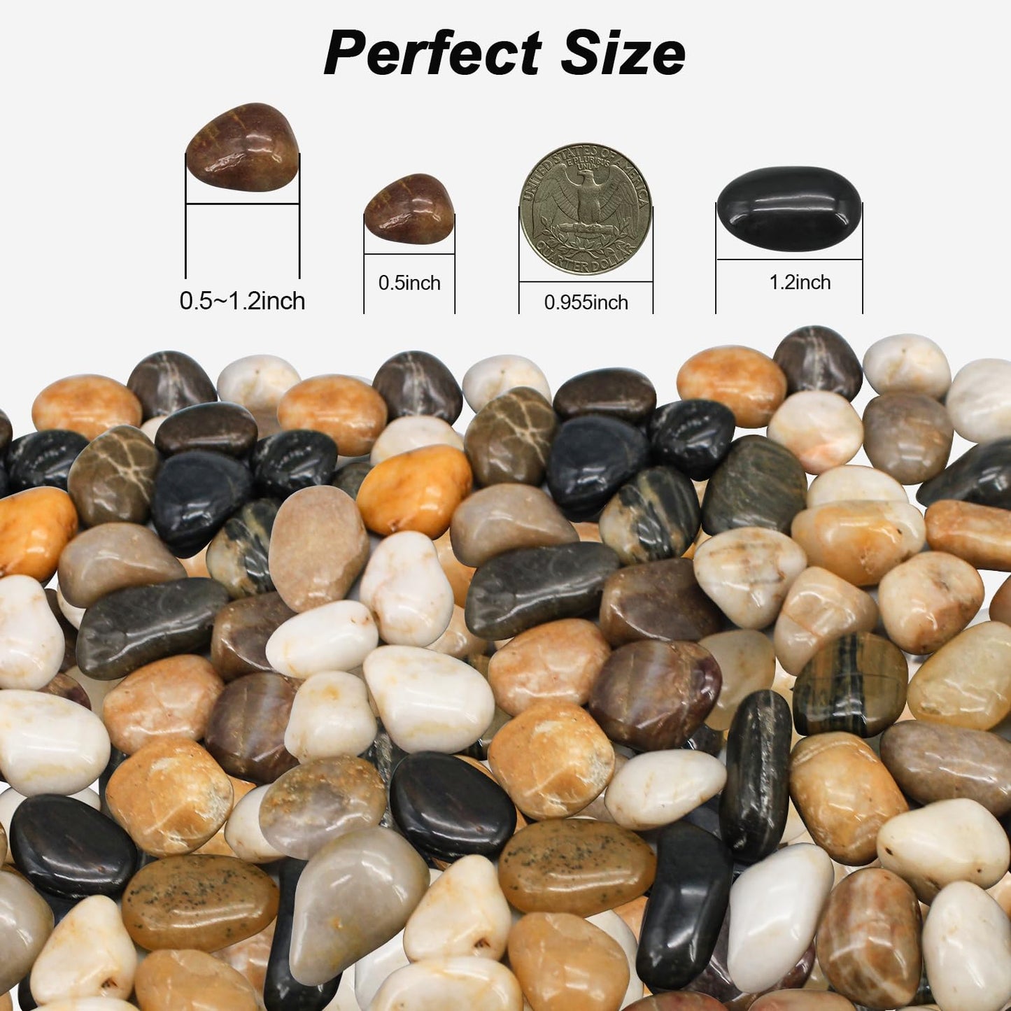 River Rocks, Decorative Ornamental Pebbles,Garden Landscaping Stones,Gravel Filler for Home Decoration Flower Bed Fish Tank Plants Vases Succulents