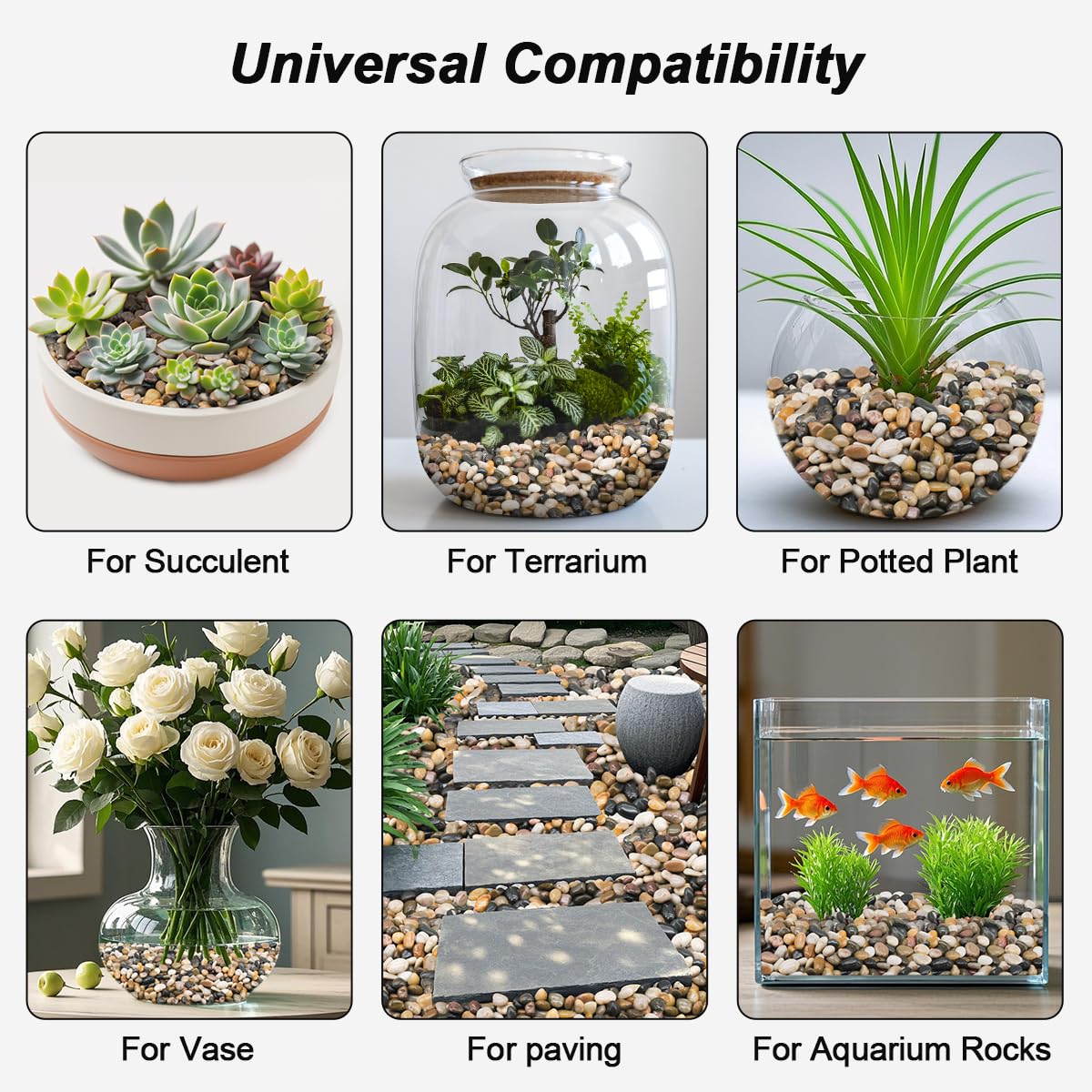 River Rocks, Decorative Ornamental Pebbles,Garden Landscaping Stones,Gravel Filler for Home Decoration Flower Bed Fish Tank Plants Vases Succulents