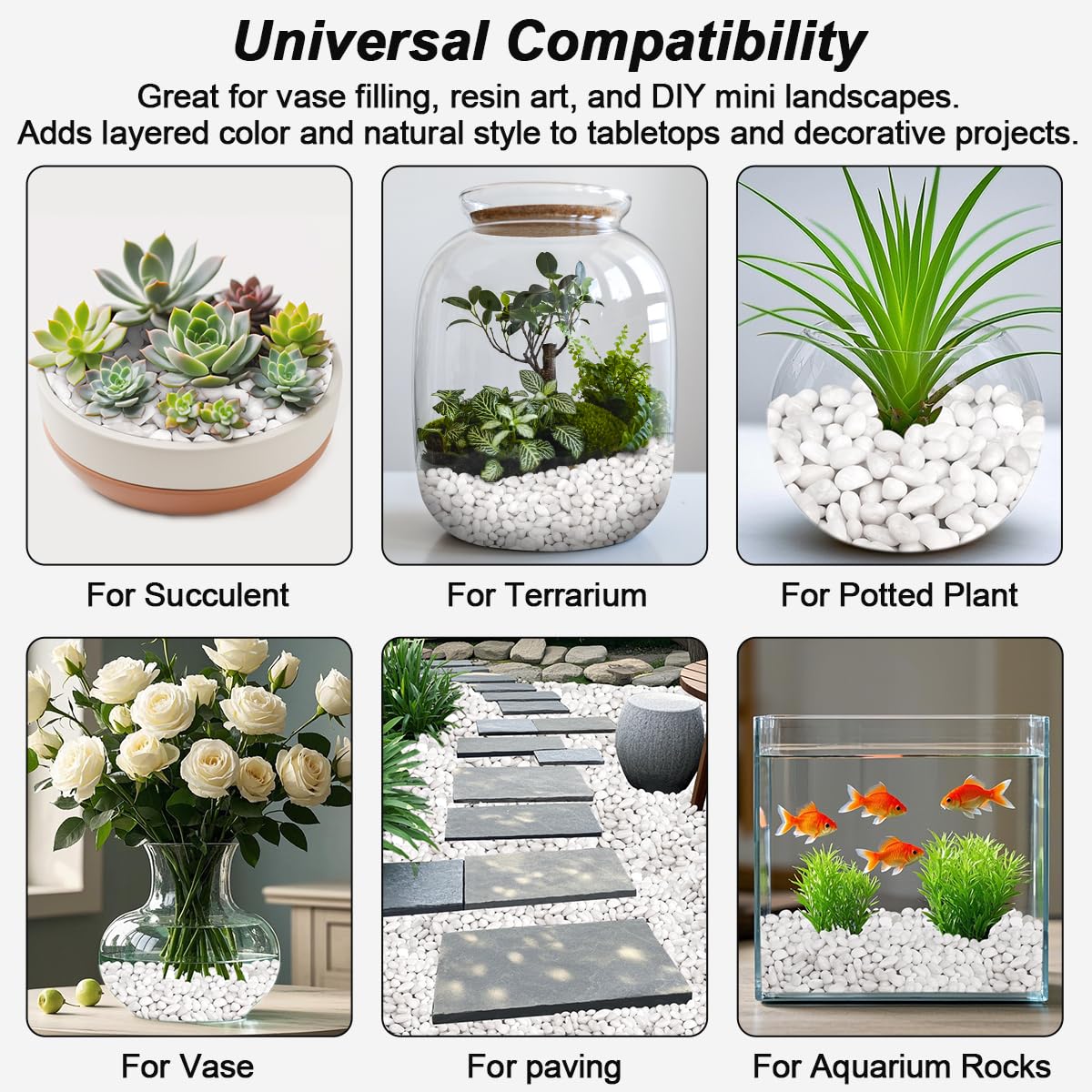 River Rocks, Decorative Ornamental Pebbles,Garden Landscaping Stones,Gravel Filler for Home Decoration Flower Bed Fish Tank Plants Vases Succulents