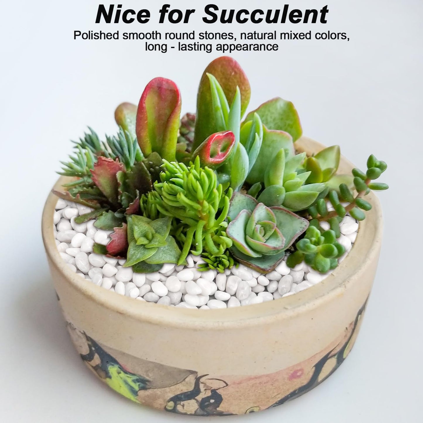 River Rocks, Decorative Ornamental Pebbles,Garden Landscaping Stones,Gravel Filler for Home Decoration Flower Bed Fish Tank Plants Vases Succulents