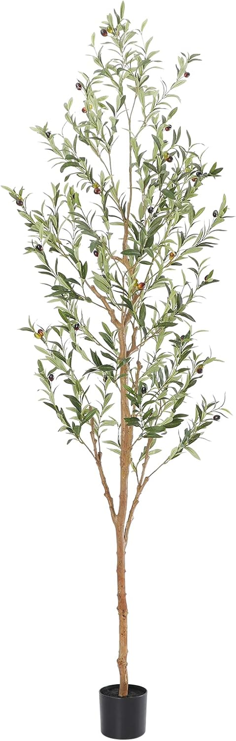 Faux Olive Tree with Natural Wood Trunk, 7ft, 1Pack