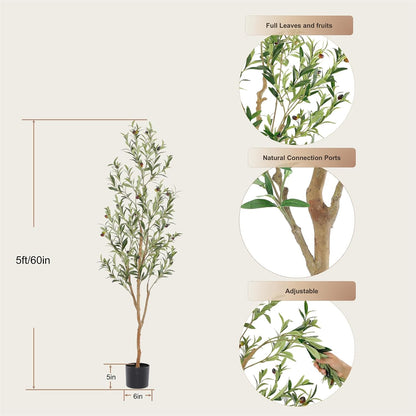 Faux Olive Tree with Natural Wood Trunk, 7ft, 1Pack