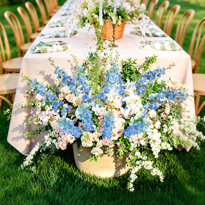 30 Branches Delphinium Artificial Flowers 22.8” Blue Tall Artificial Silk Flowers Bulk for Vase Faux Larkspur Flowers for Wedding Party Table Centerpieces Garden Outdoors Floral Arrangement 6PCS