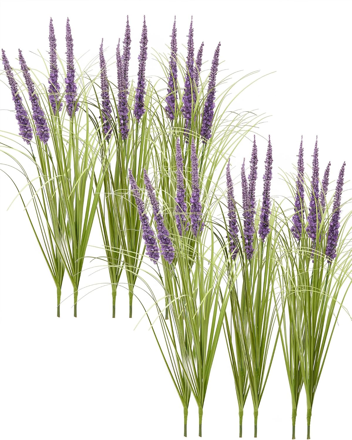 24'' Tall Faux Lily Turf (Liriope Muscari), Realistic Ornamental Grass with Small Violet-Purple Flowers