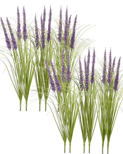 24'' Tall Faux Lily Turf (Liriope Muscari), Realistic Ornamental Grass with Small Violet-Purple Flowers