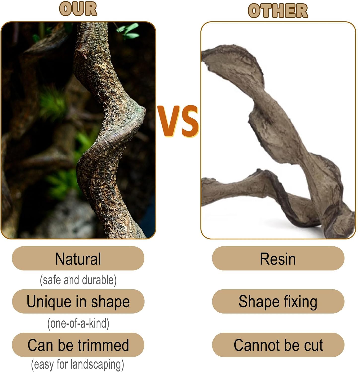 Reptile Decor 3PCS Natural Forest Branch Terrarium Habitat Decoration Lizard Climbing Tree Branch for Bearded Dragon Gecko Snake Frog Chameleon Spider