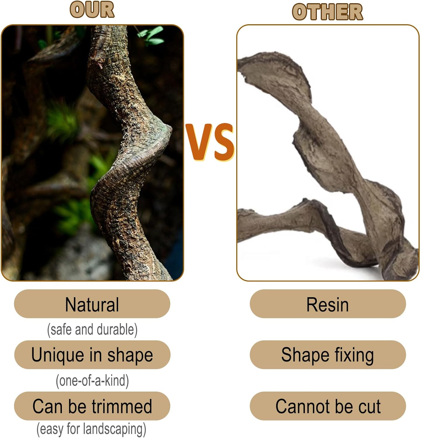 Reptile Decor 3PCS Natural Forest Branch Terrarium Habitat Decoration Lizard Climbing Tree Branch for Bearded Dragon Gecko Snake Frog Chameleon Spider