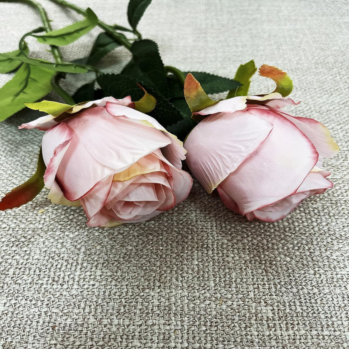 10pcs Artificial Rose Flowers Long Stem Fake Silk Roses for DIY Wedding Bouquet Table Centerpiece Home Decor (Light Pink)
