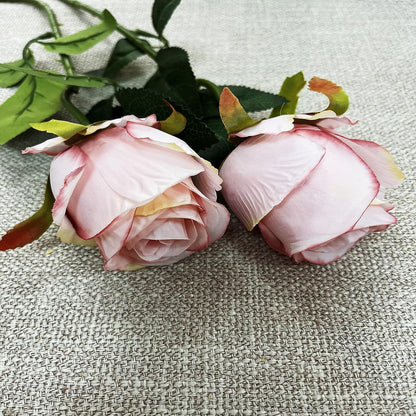 10pcs Artificial Rose Flowers Long Stem Fake Silk Roses for DIY Wedding Bouquet Table Centerpiece Home Decor (Light Pink)