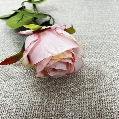 10pcs Artificial Rose Flowers Long Stem Fake Silk Roses for DIY Wedding Bouquet Table Centerpiece Home Decor (Light Pink)