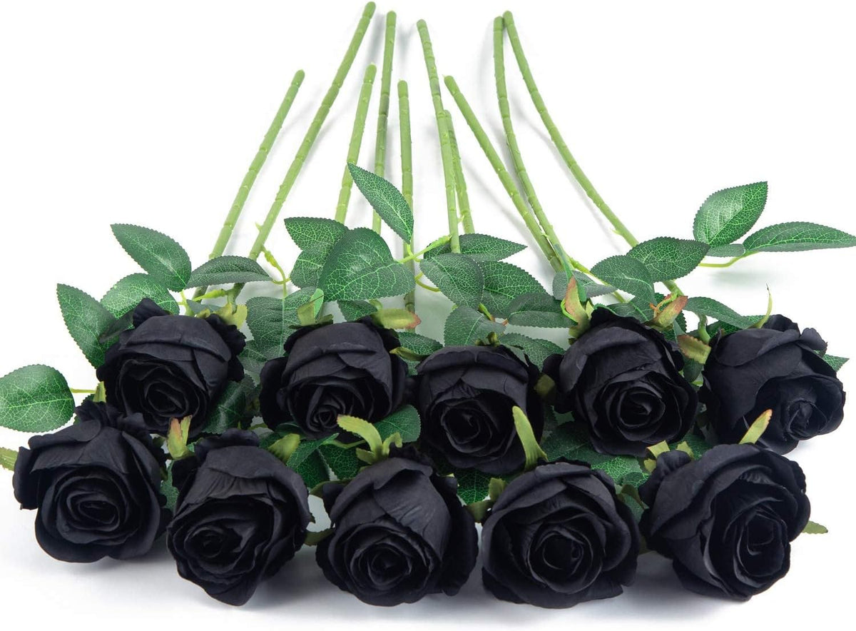 10pcs Artificial Rose Flowers Long Stem Fake Silk Roses for DIY Wedding Bouquet Table Centerpiece Home Decor (Light Pink)